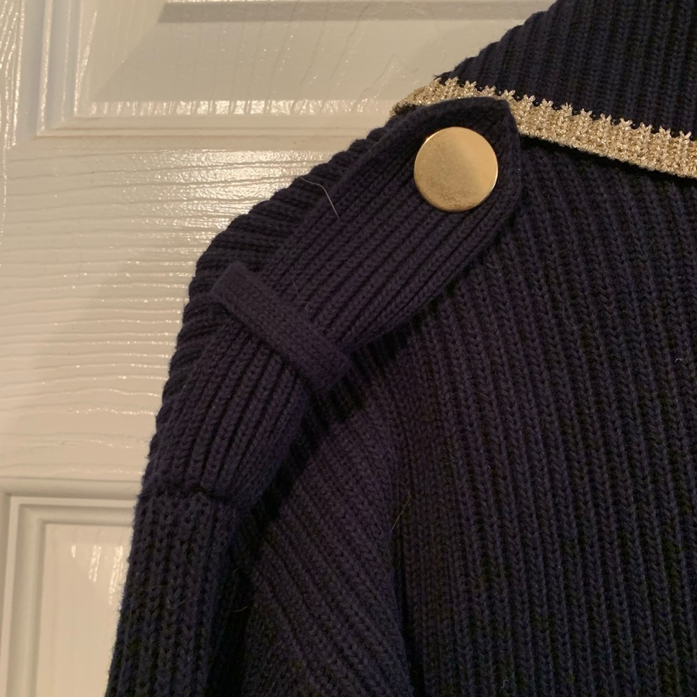 Navy Nautical Double-Breasted Cardigan with Star Accents - Picture 4 of 8